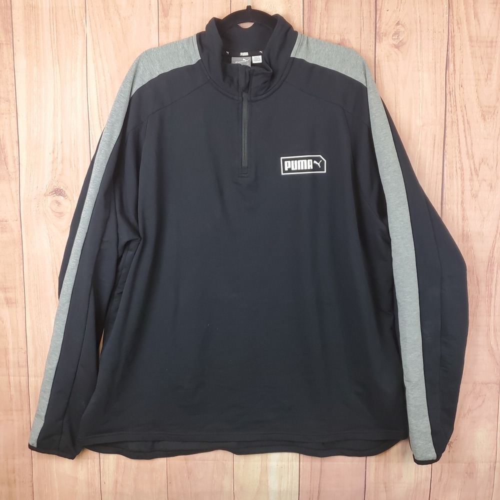 Puma Mens Pullover Sweater Sz 2XL Quarter Zip Dry Cell‎ Black Pullover